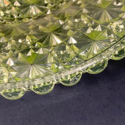 LOT 328: Beautiful Daisy & Button Glass and More - EAPN - Early American Patterned Glass Plate, Glass Top Hat and Vaseline Glowing...