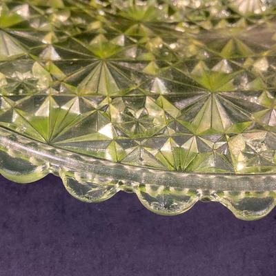 LOT 328: Beautiful Daisy & Button Glass and More - EAPN - Early American Patterned Glass Plate, Glass Top Hat and Vaseline Glowing...