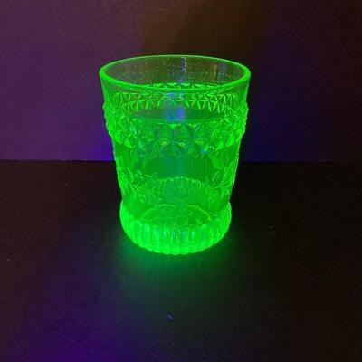 LOT 328: Beautiful Daisy & Button Glass and More - EAPN - Early American Patterned Glass Plate, Glass Top Hat and Vaseline Glowing...