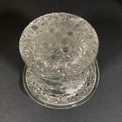 LOT 328: Beautiful Daisy & Button Glass and More - EAPN - Early American Patterned Glass Plate, Glass Top Hat and Vaseline Glowing...