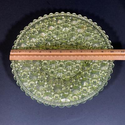 LOT 328: Beautiful Daisy & Button Glass and More - EAPN - Early American Patterned Glass Plate, Glass Top Hat and Vaseline Glowing...