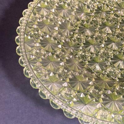 LOT 328: Beautiful Daisy & Button Glass and More - EAPN - Early American Patterned Glass Plate, Glass Top Hat and Vaseline Glowing...