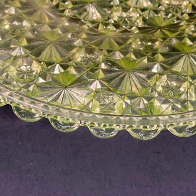 LOT 328: Beautiful Daisy & Button Glass and More - EAPN - Early American Patterned Glass Plate, Glass Top Hat and Vaseline Glowing...