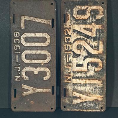 LOT 331: Collection of Vintage NJ License Plates - 1932, 1938, 1948 and 1956
