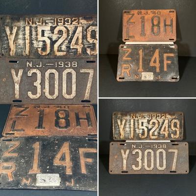 LOT 331: Collection of Vintage NJ License Plates - 1932, 1938, 1948 and 1956