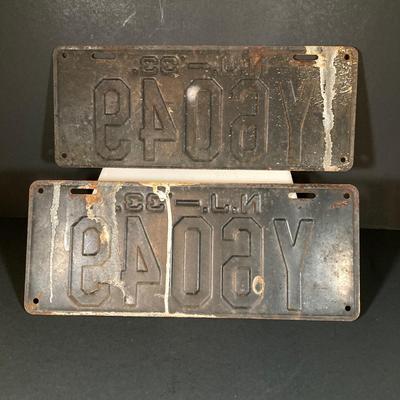LOT 332: Three Vintage 1933 New Jersey License Plates