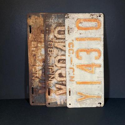 LOT 332: Three Vintage 1933 New Jersey License Plates