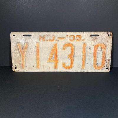 LOT 332: Three Vintage 1933 New Jersey License Plates