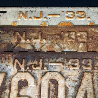 LOT 332: Three Vintage 1933 New Jersey License Plates