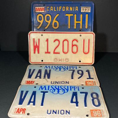 LOT 333: Collection of Vintage License Plates - California, Ohio and Mississippi