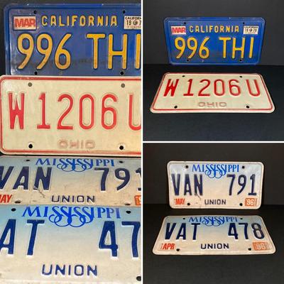 LOT 333: Collection of Vintage License Plates - California, Ohio and Mississippi