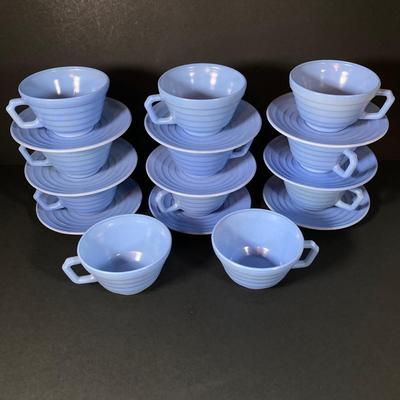 LOT 336: Collection of Pastel Blue Cups, Saucers and Plates