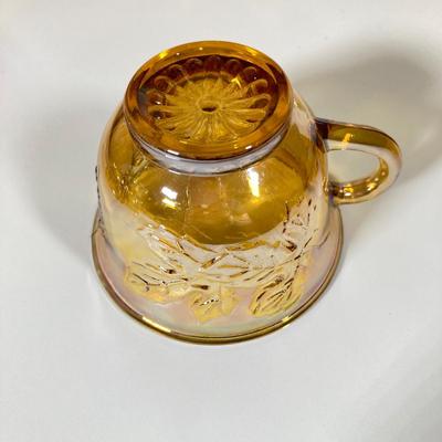 LOT 337: Dazzling Carnival Glass Punch Bowl with Twelve Cups