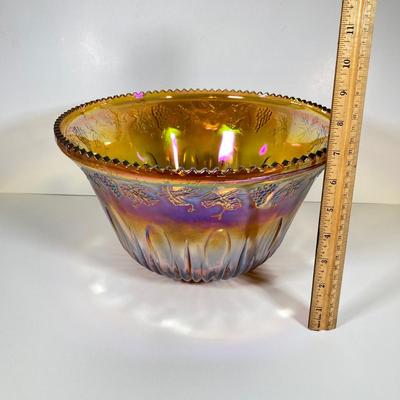 LOT 337: Dazzling Carnival Glass Punch Bowl with Twelve Cups