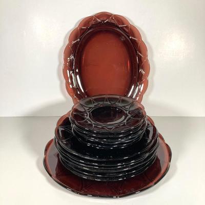 LOT 339: Large Collection of Amethyst Glass Dinnerware