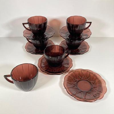 LOT 339: Large Collection of Amethyst Glass Dinnerware