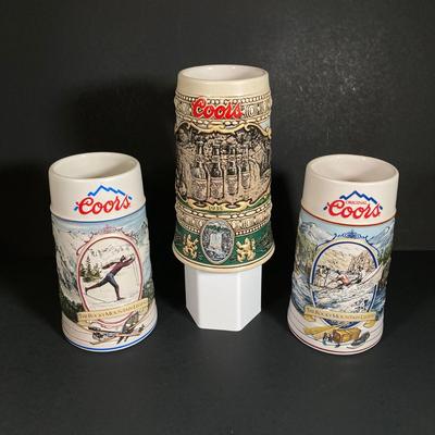 LOT 344: Coors Brewing Company and Miller High Life Vintage Collector Collection - Trays and Mugs / Steins