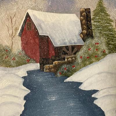 LOT 347: Pair of Slate Painted Landscape Wall Decor - Signed by Artist