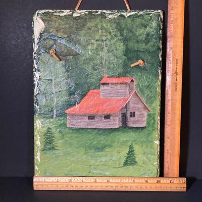 LOT 347: Pair of Slate Painted Landscape Wall Decor - Signed by Artist