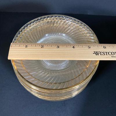 LOT 348: Vintage Glass w/Gold Trim Demitasse Set: Cups, Saucers, Dessert Plates and Holder