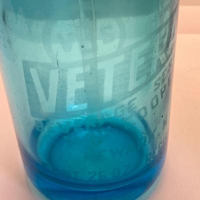 LOT 354: Pair of Vintage Excelsior Colored Glass Selzer Water Beverage Bottles - Veteran's Beverage Service Newark, NJ and Victoria...