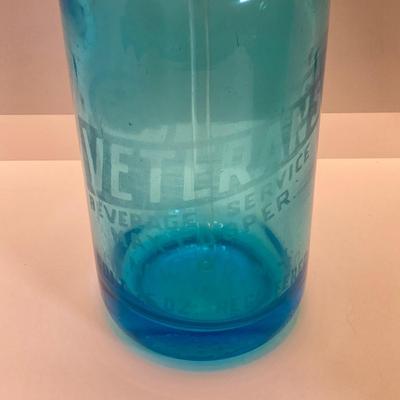 LOT 354: Pair of Vintage Excelsior Colored Glass Selzer Water Beverage Bottles - Veteran's Beverage Service Newark, NJ and Victoria...