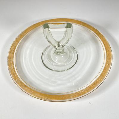 LOT 358: Collection of Beautiful Gold Trim Serving Ware - Serving Plates and Glasses