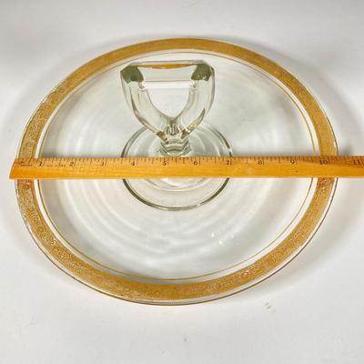 LOT 358: Collection of Beautiful Gold Trim Serving Ware - Serving Plates and Glasses