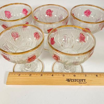 LOT 358: Collection of Beautiful Gold Trim Serving Ware - Serving Plates and Glasses