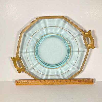 LOT 358: Collection of Beautiful Gold Trim Serving Ware - Serving Plates and Glasses