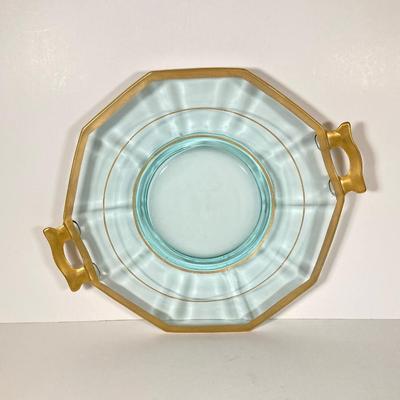 LOT 358: Collection of Beautiful Gold Trim Serving Ware - Serving Plates and Glasses