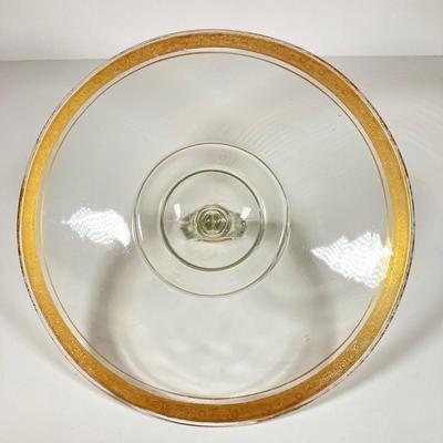 LOT 358: Collection of Beautiful Gold Trim Serving Ware - Serving Plates and Glasses