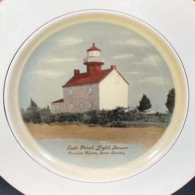 LOT 364: Collection of Preston-Hopkinson Co. Collector Plates - East Point Lighthouse, Mauricetown Bridge & Port Elizabeth Covered...