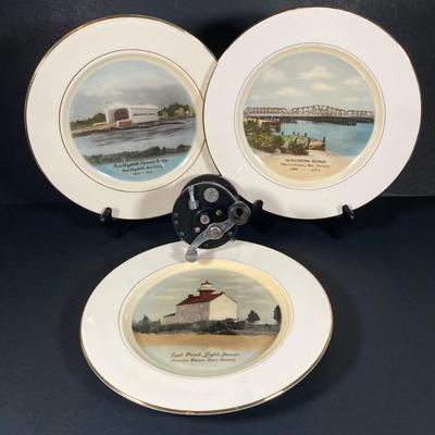 LOT 364: Collection of Preston-Hopkinson Co. Collector Plates - East Point Lighthouse, Mauricetown Bridge & Port Elizabeth Covered...