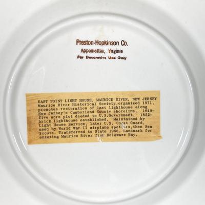 LOT 364: Collection of Preston-Hopkinson Co. Collector Plates - East Point Lighthouse, Mauricetown Bridge & Port Elizabeth Covered...