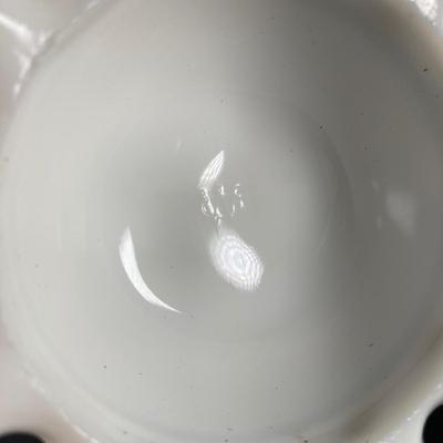 LOT 365: Pair of Westmoreland Milk Glass Candlestick Holders and Eleven Milk Glass Lace Edge Plates