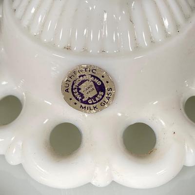 LOT 365: Pair of Westmoreland Milk Glass Candlestick Holders and Eleven Milk Glass Lace Edge Plates