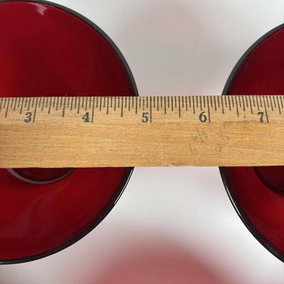 LOT 379: Vintage Arcoroc Ruby Red Bowls & Ruby Red Vase