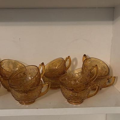LOT 380: Vintage Amber Wheaton Glass Embossed Canister Jar & Indiana Depression Amber Glassware