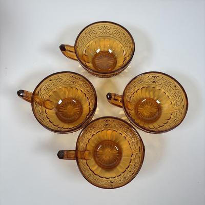 LOT 380: Vintage Amber Wheaton Glass Embossed Canister Jar & Indiana Depression Amber Glassware