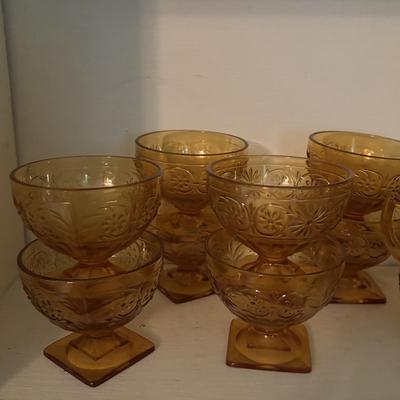 LOT 380: Vintage Amber Wheaton Glass Embossed Canister Jar & Indiana Depression Amber Glassware