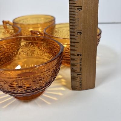 LOT 380: Vintage Amber Wheaton Glass Embossed Canister Jar & Indiana Depression Amber Glassware