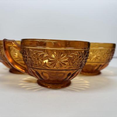LOT 380: Vintage Amber Wheaton Glass Embossed Canister Jar & Indiana Depression Amber Glassware