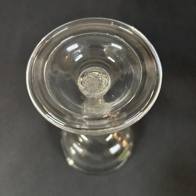 LOT 382: Art Glass Collection: Blenko colonial Williamsburg Restoration Goblet w/Air-Twist Stem, Kosta Boda Martini, Green Hobnail Piggy...
