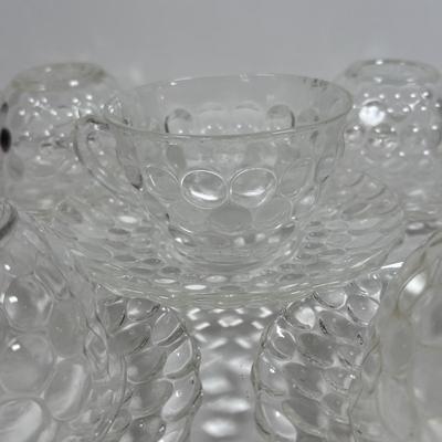 LOT 396: Ruby Red & Clear Bubble Glass Collection & "Oyster and Pearl" Style Depression Glass Candlestick Holders