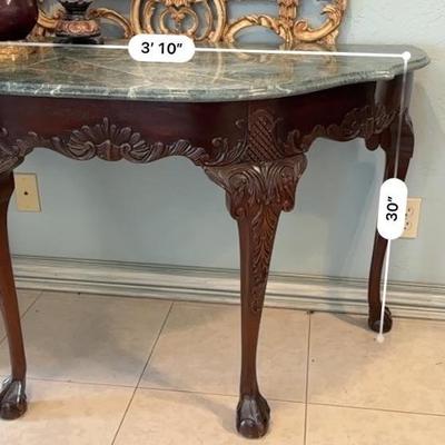Furniture - Carved Table & Italian Gilt Mirror + Decor