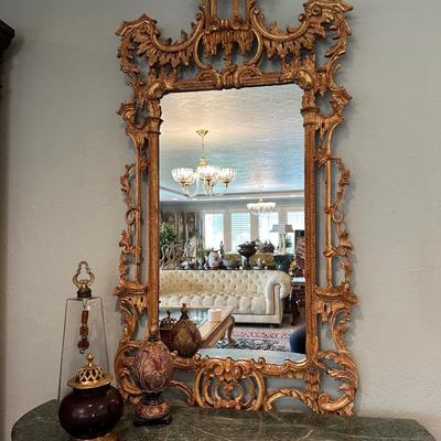 Furniture - Carved Table & Italian Gilt Mirror + Decor