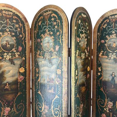 Furniture - Hand Painted folding screen / room divider 4 panels