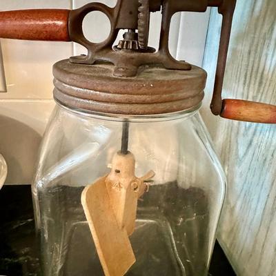 Kitchen Lot - 6- Antique Butter churn, Franciscan Apple plus