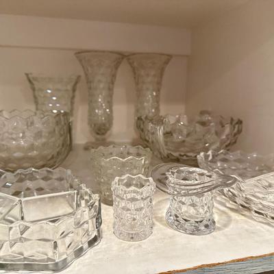 American Fostoria - Tall vases, handled bowl
